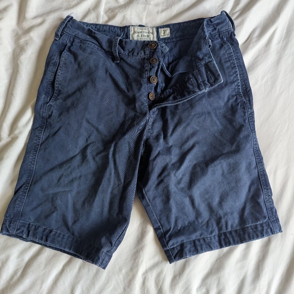 A&F Navy Blue Khaki Shorts 9" inseam